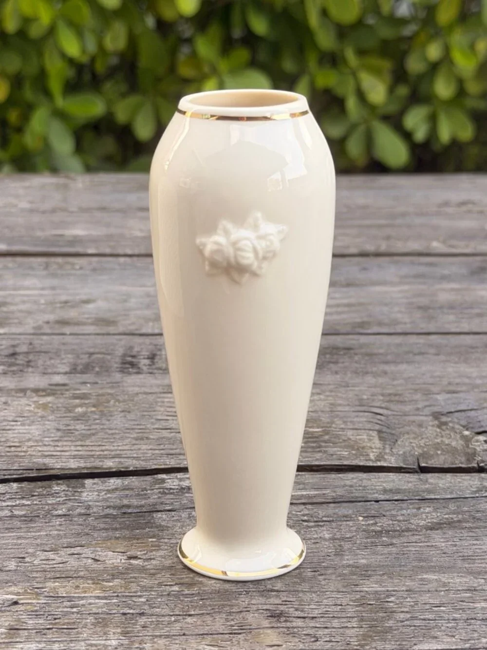 Vintage NIB Lenox Rose Blossom Bud Vase Embossed Roses 24 Kt Gold Trim 6